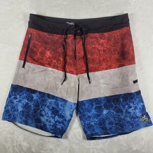 Pelagic Hydro Lite Board Shorts Men's 38 Red White Blue Fishing Swim Trunks Pool